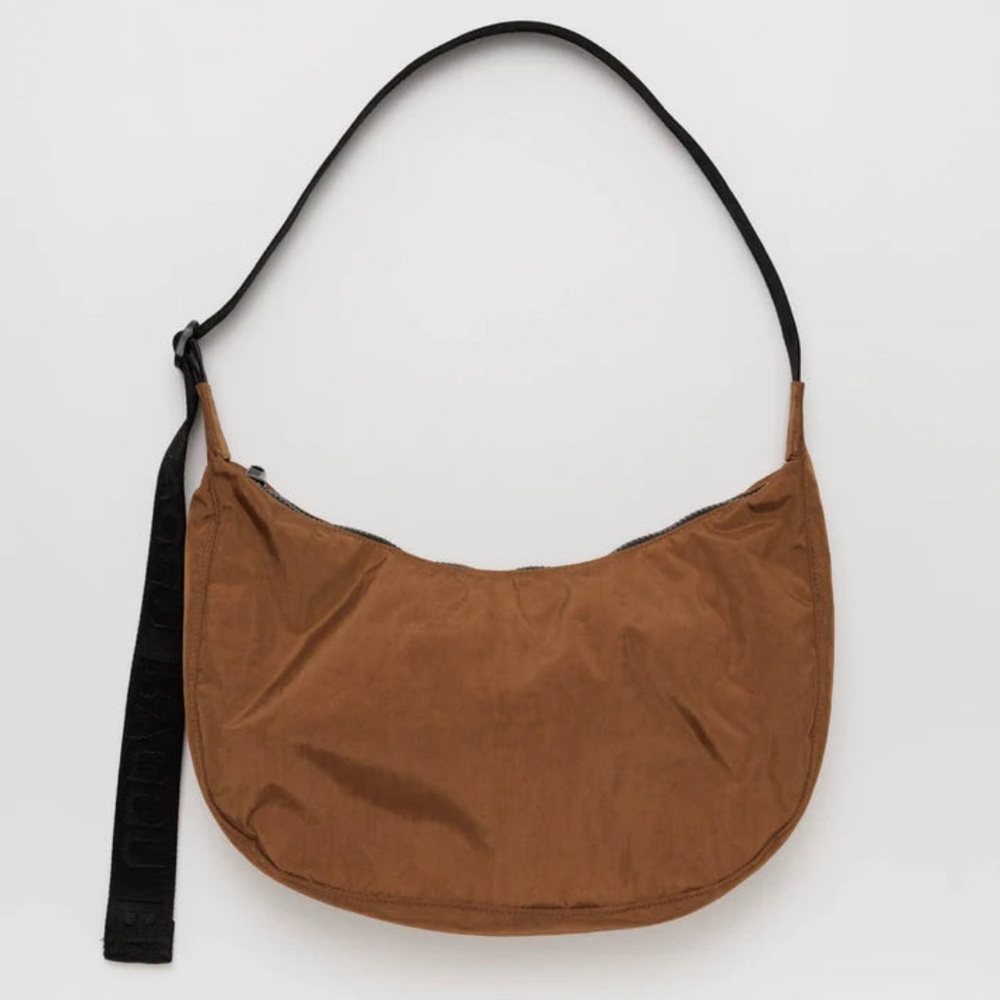 BAGGU Brown and Black Hobo Bag Soft Leather Minimalist Design